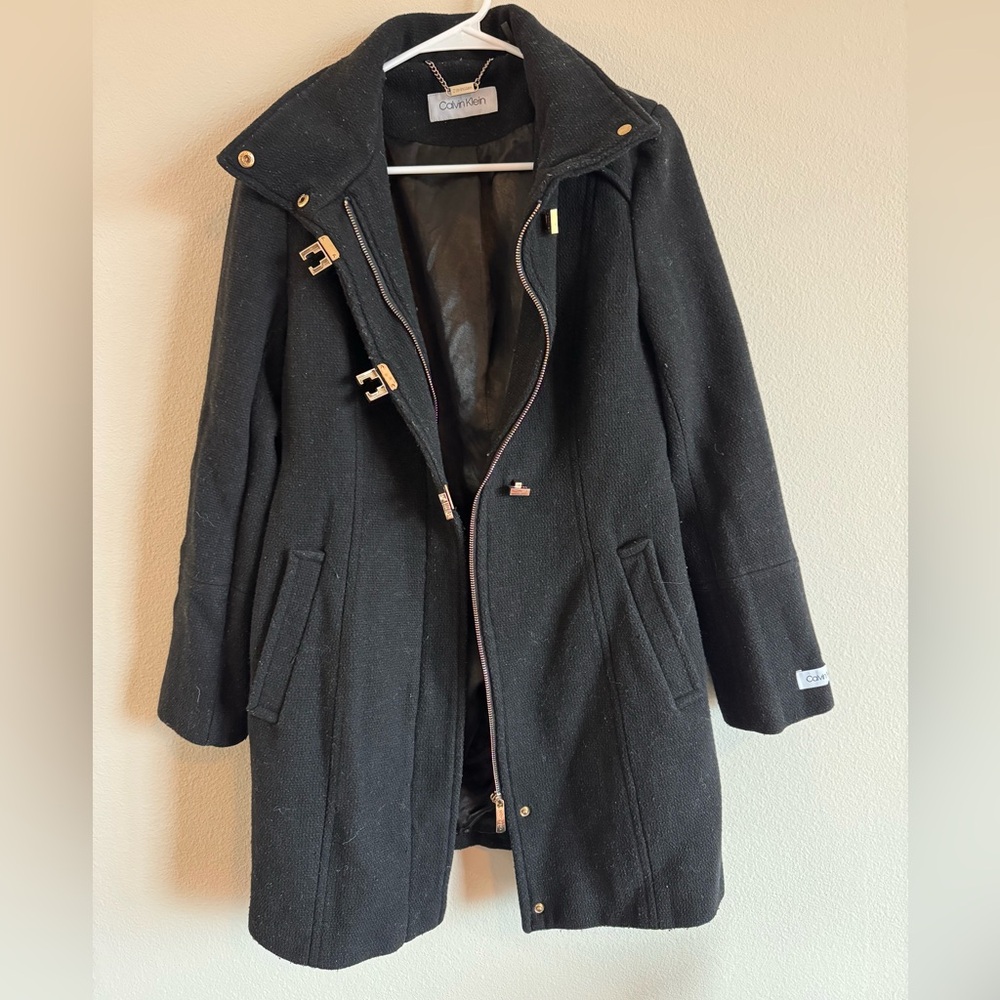 Calvin Klein Black Trench Coat with Tailored Silhouette